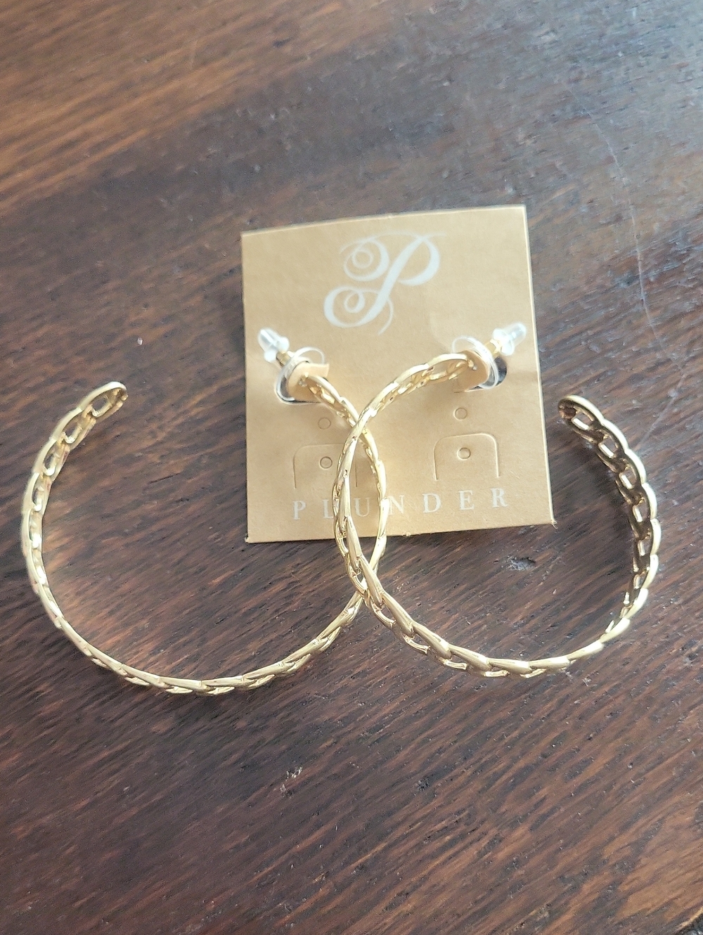 Plunder Cuban Link Gold Hoop Earrings